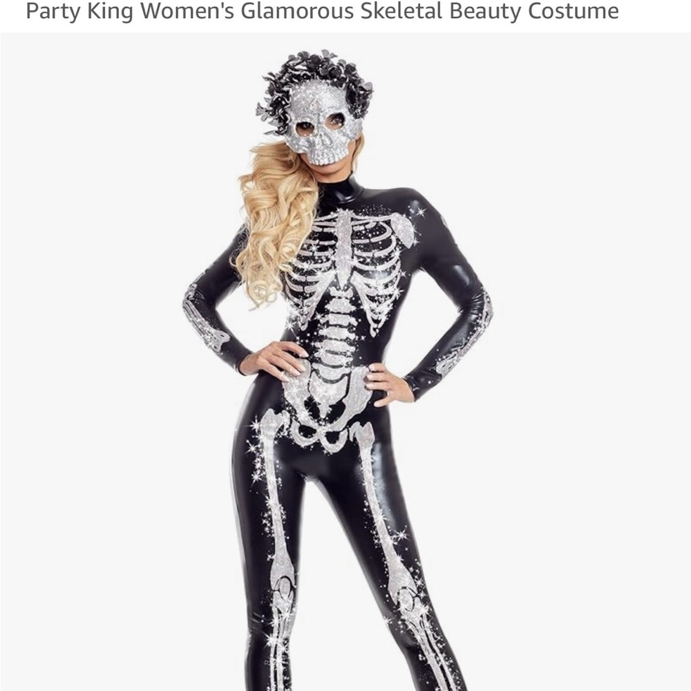 Glamorous Skeletal Beauty Costume - Black and Silver